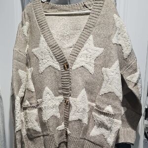 Cozy Star Patterned Cardigan Sweater